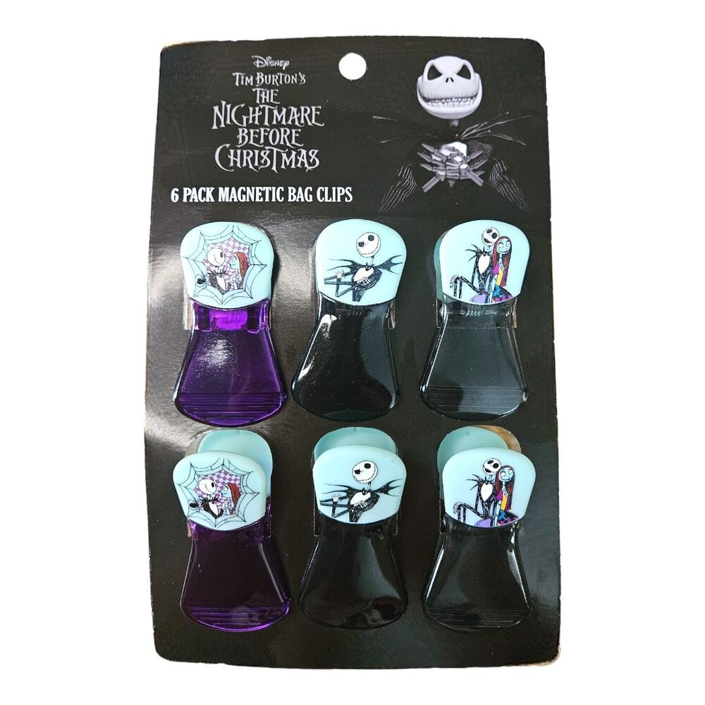 NEW Disney Nightmare Before Christmas Jack & Sally Magnetic Bag Clips Set of 6